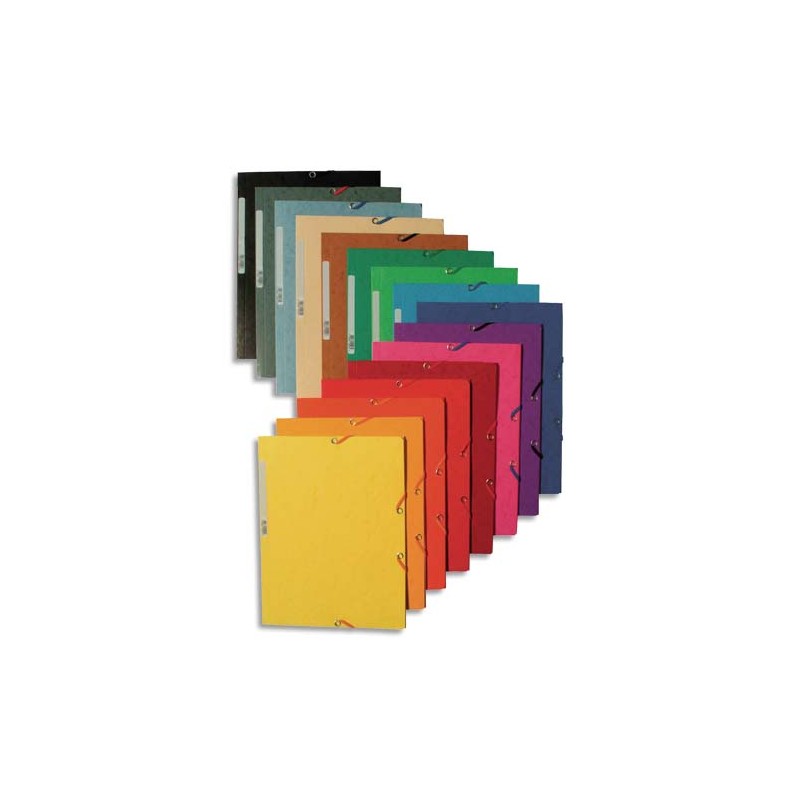 EXACOMPTA Chemise 3 rabats et élastique, en carte lustrée 5/10e, 400gr. Format 24x32cm. Coloris assortis