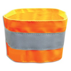 VISO Brassard de sécurité à bandes réfléchissantes Oranges en PVC, ajustable par scratch L48 x H7,5 cm