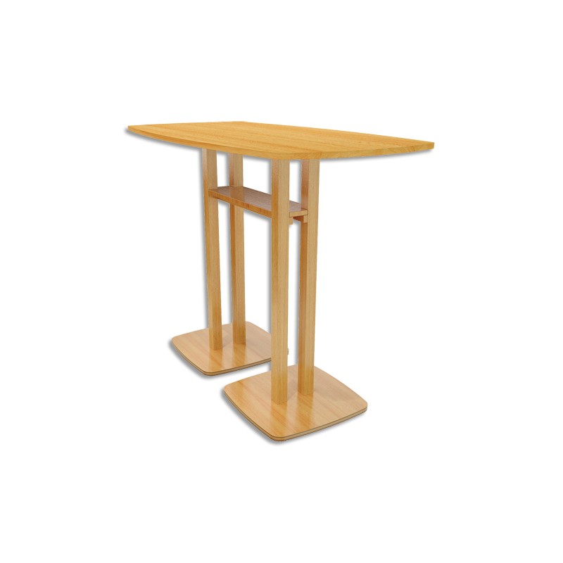 PAPERFLOW Table de réunion debout Woody en MDF replaqué hêtre - Dimensions : L150 x H110 x P75 cm