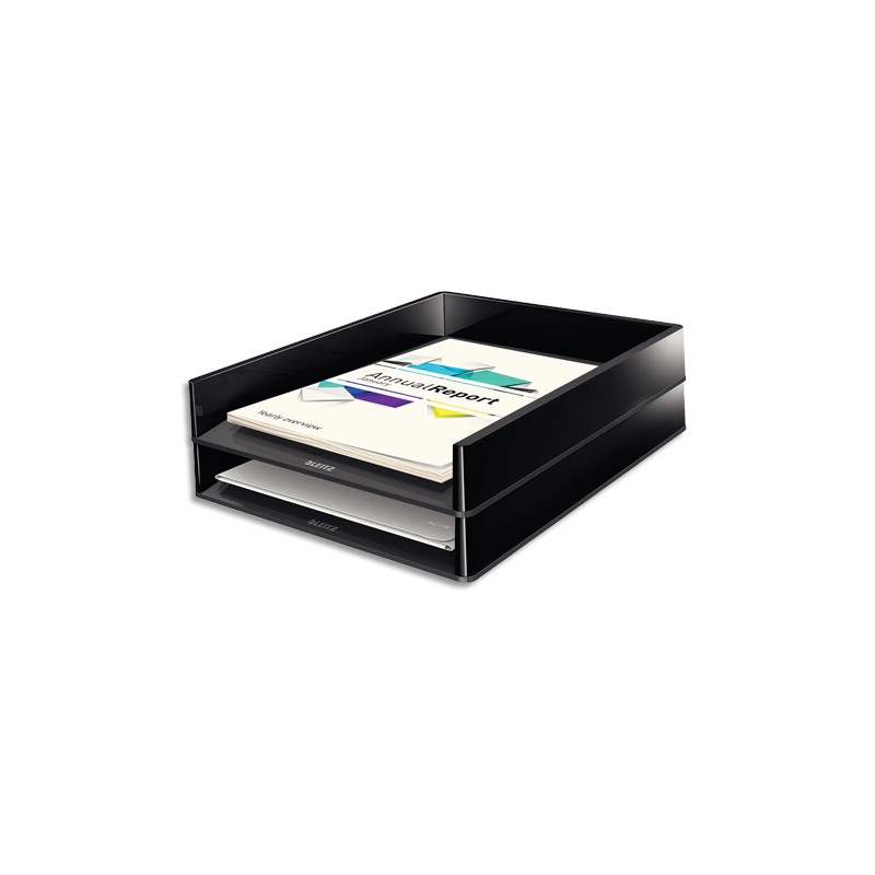 LEITZ Corbeille à courrier Dual Noire anthracite métallisé - Dimensions : L26,7 x H4,9 x P33,6 cm