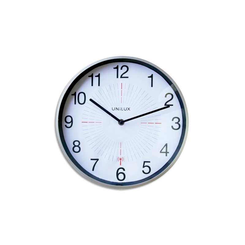 UNILUX Horloge Outdoor Gris métal, en plastique, radio-pilotée - Diamètre 35,5 cm