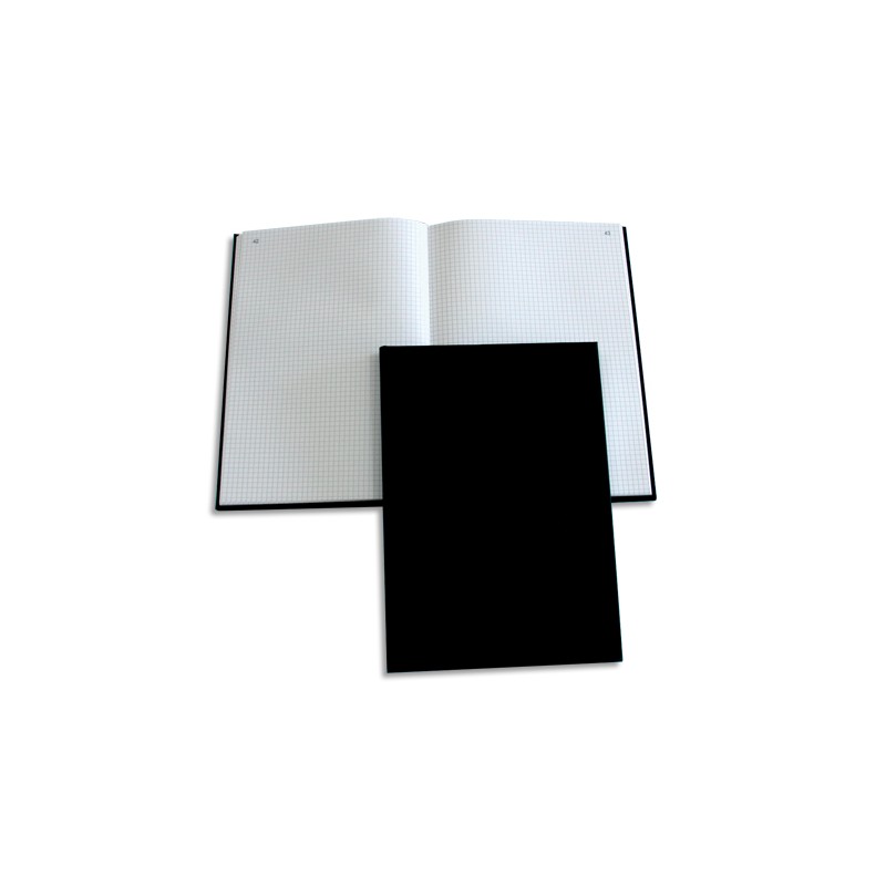 ELVE Registre toilé folioté, format 21 x 29,7 cm. 200 pages quadrillé 5/5. Coloris Noir