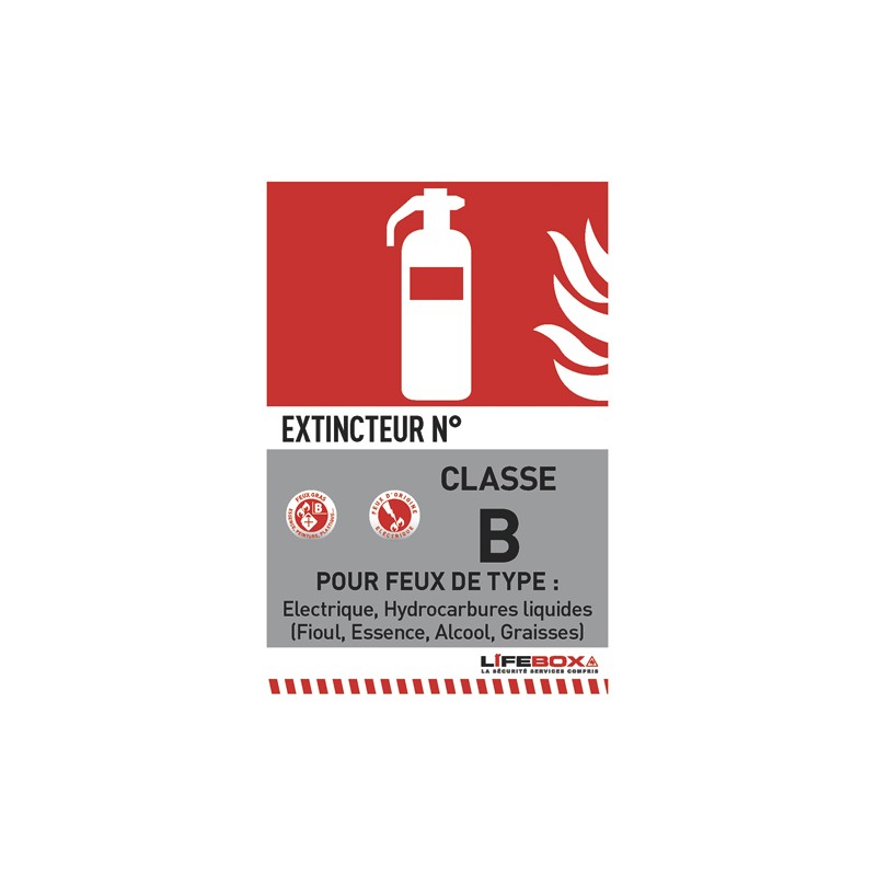 LIFEBOX Panneau de signalisation classe feu B présence d'extincteur CO2