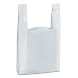 Paquet de 500 sacs bretelles Blancs, en polyéthylène, 50 microns O26 x H45 x S12 cm
