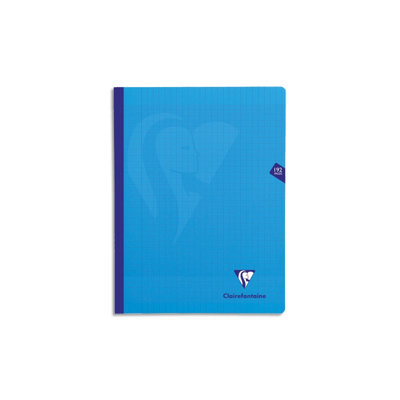CLAIREFONTAINE Cahier MIMESYS brochure cousue 192 pages Séyès 24x32. Couverture polypropylène Bleue