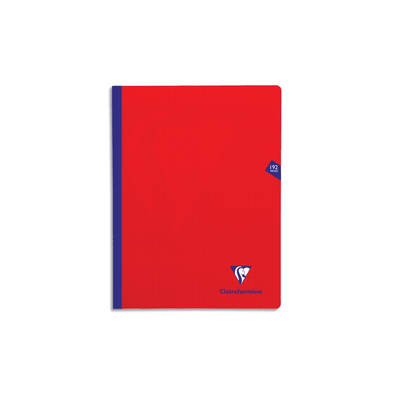 CLAIREFONTAINE Cahier MIMESYS brochure cousue 192 pages Séyès 24x32. Couverture polypropylène Rouge