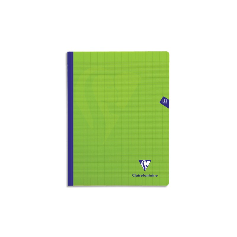 CLAIREFONTAINE Cahier MIMESYS brochure cousue 192 pages Séyès 24x32. Couverture polypropylène Verte