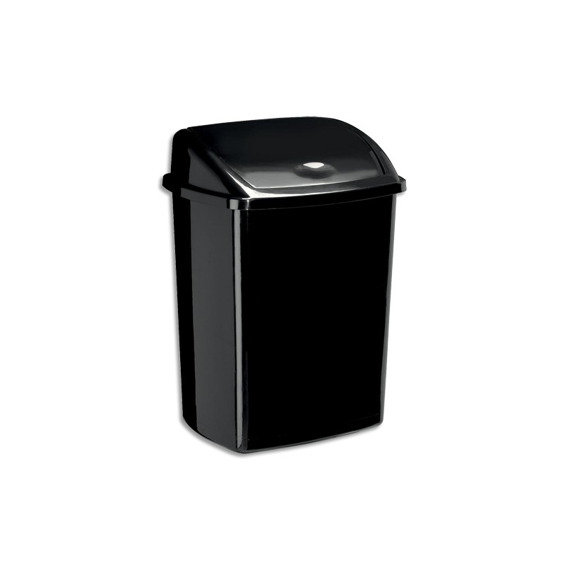 CEP Poubelle à couvercle basculant Noire 50 litres, en polypropylène recyclable L40,5 x H68,5 x P31 cm