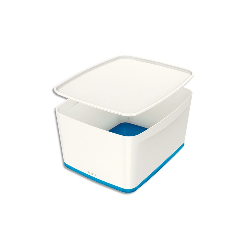 LEITZ Boîte MYBOX medium avec couvercle en ABS. Coloris Blanc fond Bleu