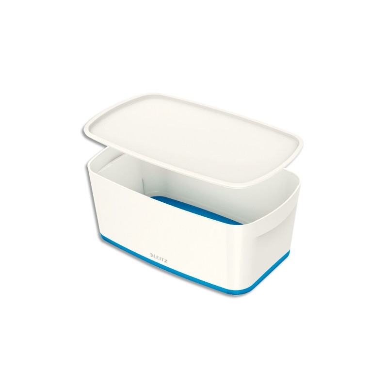 LEITZ Boîte MYBOX small avec couvercle en ABS. Coloris Blanc fond Bleu