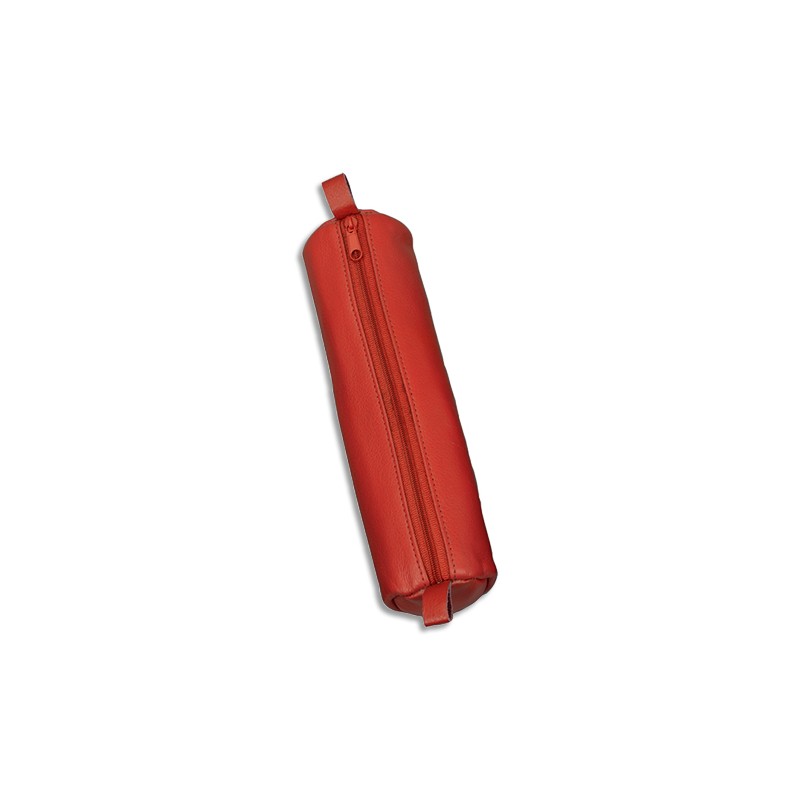 JUSCHA Trousse ronde en cuir 21x6cm. Coloris Rouge