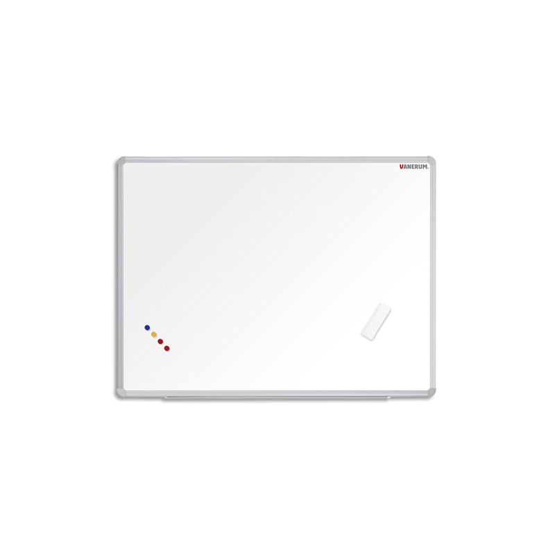 VANERUM Tableau Blanc effaçable à sec en acier laquée SB, magnétique, cadre aluminium L60 x H45 cm
