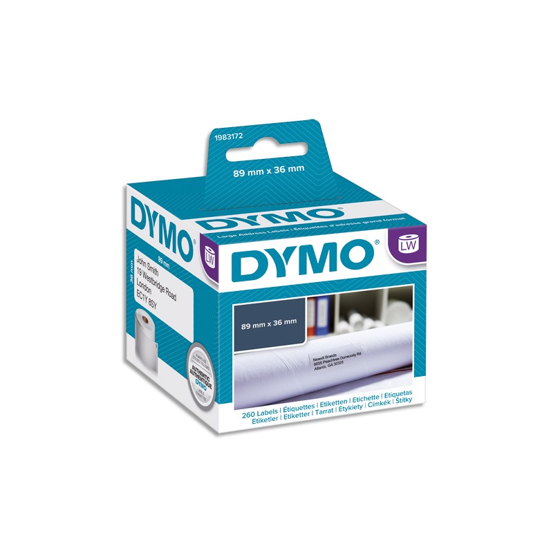 DYMO Boîte de 260 étiquettes LW addresse grand format petit volume 89x36mm 1983172