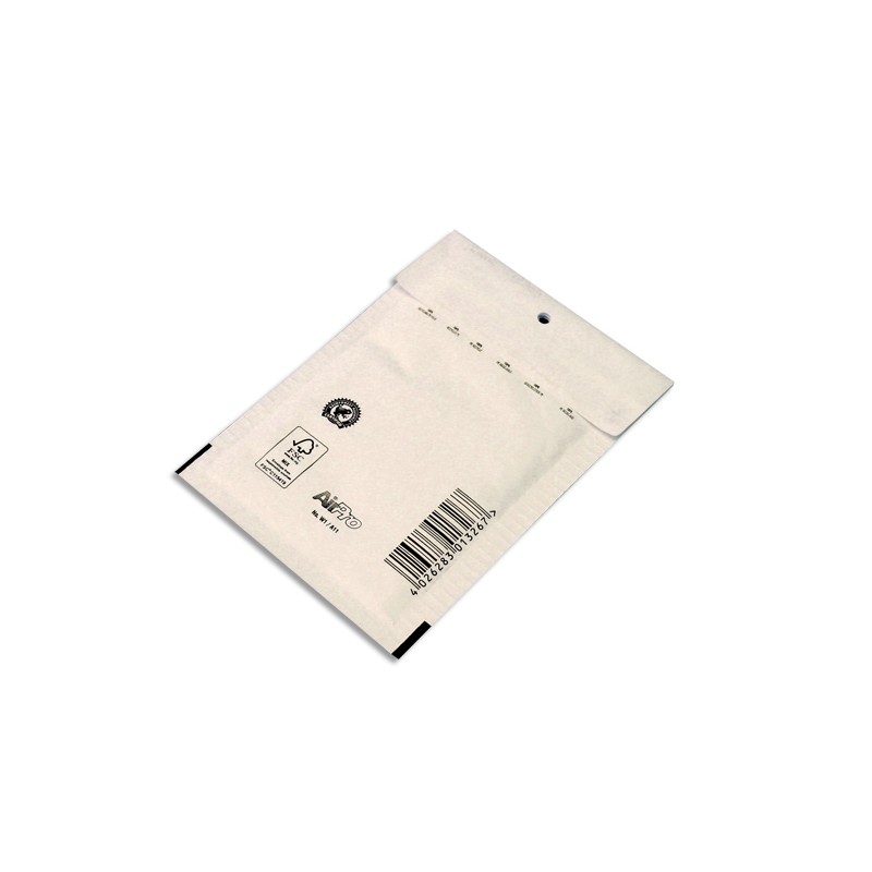 AIRPRO Boîte de 200 pochettes à bulles d'air en Kraft Blanc, fermeture auto-adhésive, Format 10 x 16,5 cm