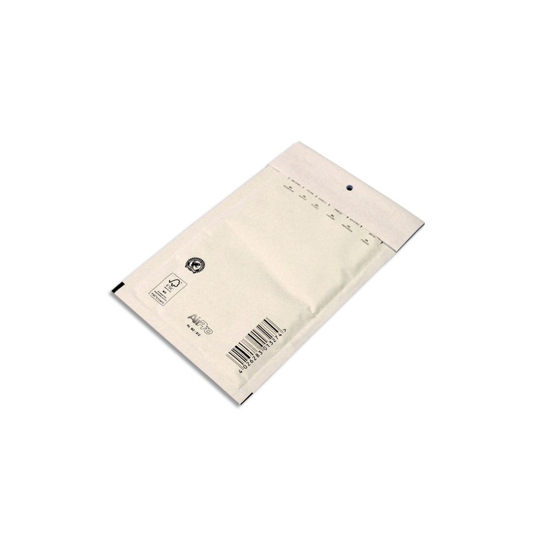 AIRPRO Boîte de 200 pochettes à bulles d'air en Kraft Blanc, fermeture auto-adhésive, Format 12 x 21,5 cm