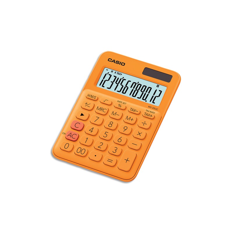 CASIO Calculatrice de bureau 12 chiffres Orange MS-20UC-RG-S-EC