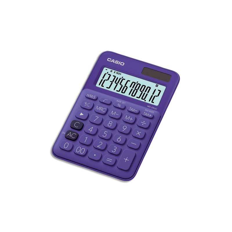 CASIO Calculatrice de bureau 12 chiffres Violette MS-20UC-PL-S-EC