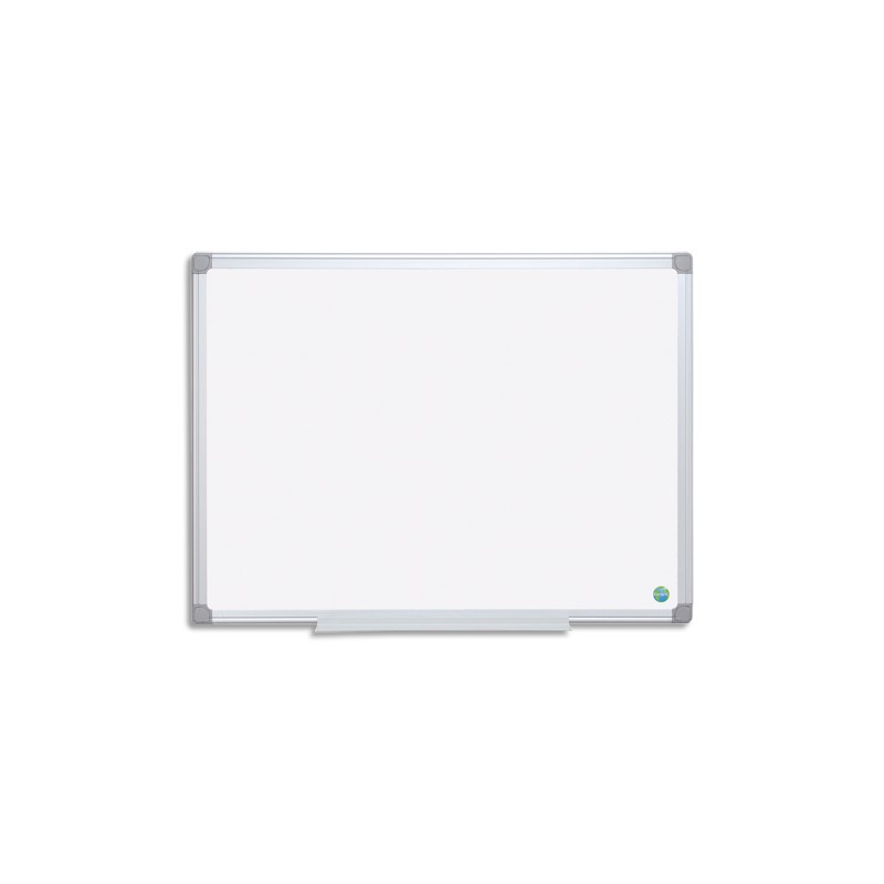 BI-OFFICE Tableau Blanc Earth acier laquée, magnétique, cadre aluminium, porte-stylos Format L90 x H60 cm