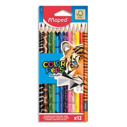 MAPED Pochette 12 crayons de couleur décorés ANIMALS COLORPEP'S assortis