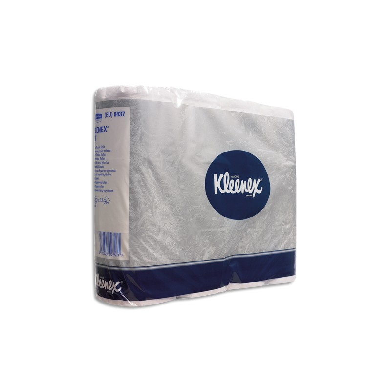 KLEENEX Colis de 96 rouleaux de Papier toilette, 2 plis, 210 formats micro-embossé Blanc