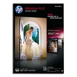 HP Boîtes 20 feuilles papier photo Premium Plus A4, finition brillantCR672A