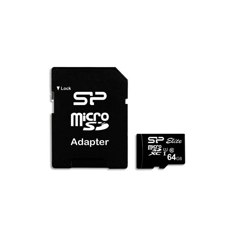SILICON POWER Carte micro SDXC + adaptateur 64Go Class 10 SP064GBSTXBU1V10