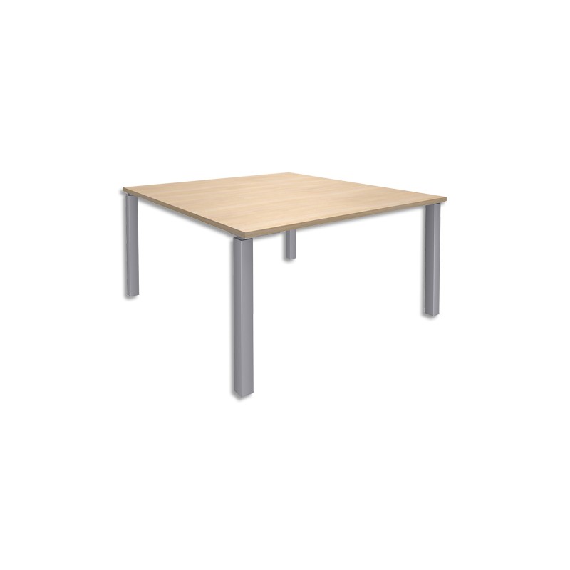 SIMMOB Table de réunion Steely pied Exprim Chêne clair alu en bois et métal - Dim : L140 x H72 x P140 cm