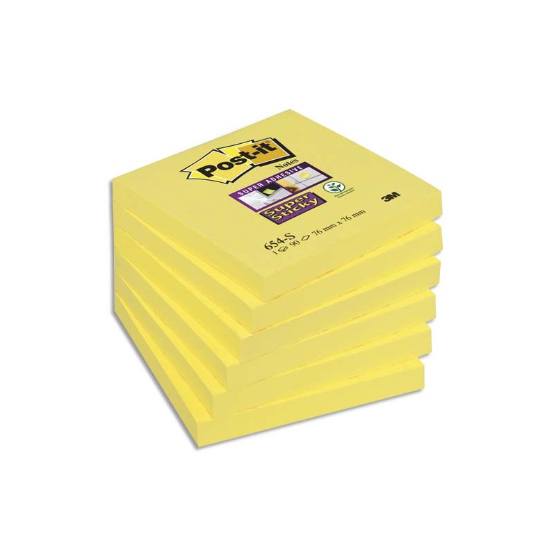 POST-IT Notes Super Sticky Jaune, format 76x76mm, 90 feuilles