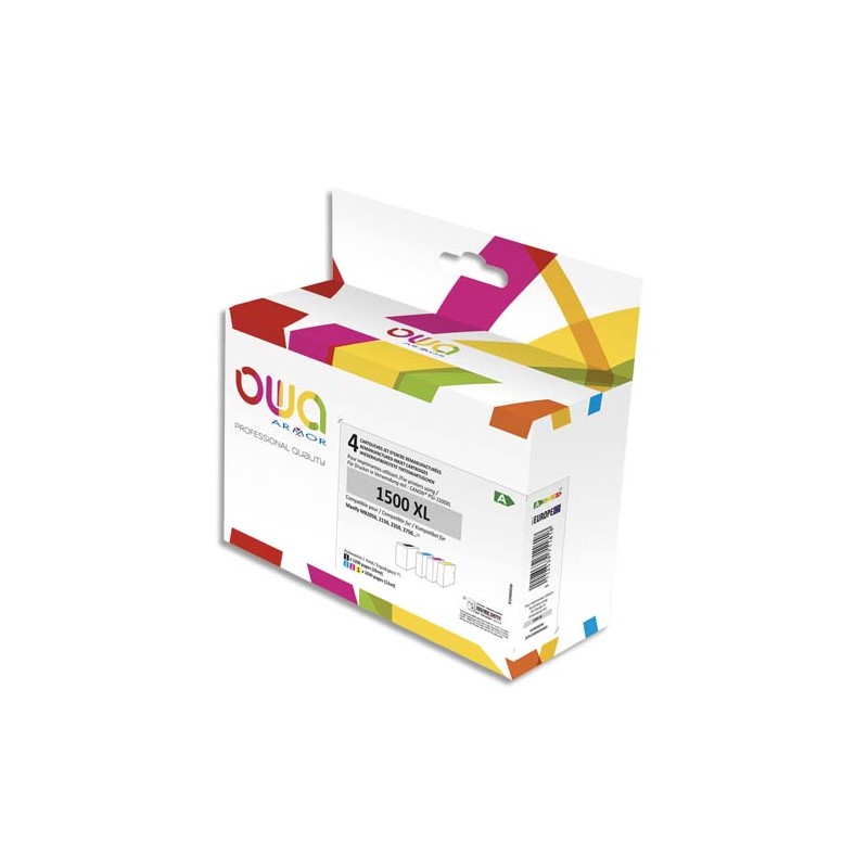 OWA Pack 4 couleurs compatible CANON PGI1500XL K10404OW