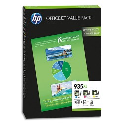 HP Pack Jet d'encre 3 couleurs XL + papier 935XL F6U78AE