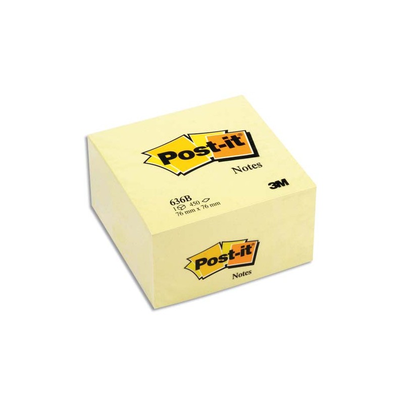 POST-IT Cube POST-IT® Jaune Pastel, 76 x 76 mm, 450 feuilles