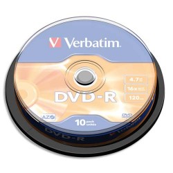 VERBATIM Pack de 10 DVD-R 4,7Go 16x 43523