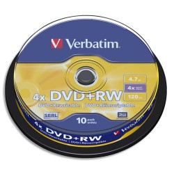 VERBATIM Tour de 10 DVD+RW 4,7GB vitesse d'écriture 10x 43488