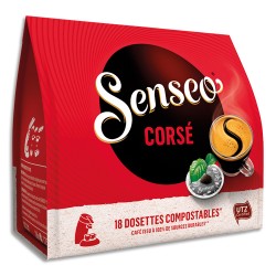 SENSEO Paquet de 18 dosettes de café moulu Corsé 125g, environ 7,2g par dosette