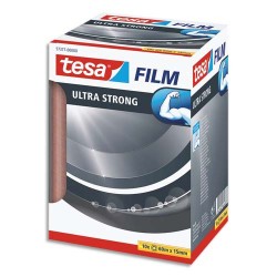 TESA Tour de 10 Adhésifs Tesafilm Ultra Strong 15mm x 60m, transparent et résistant