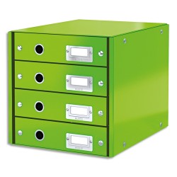 LEITZ Module de classement 4 tiroirs WOW en carton recouvert de polypropylène. Coloris Vert.