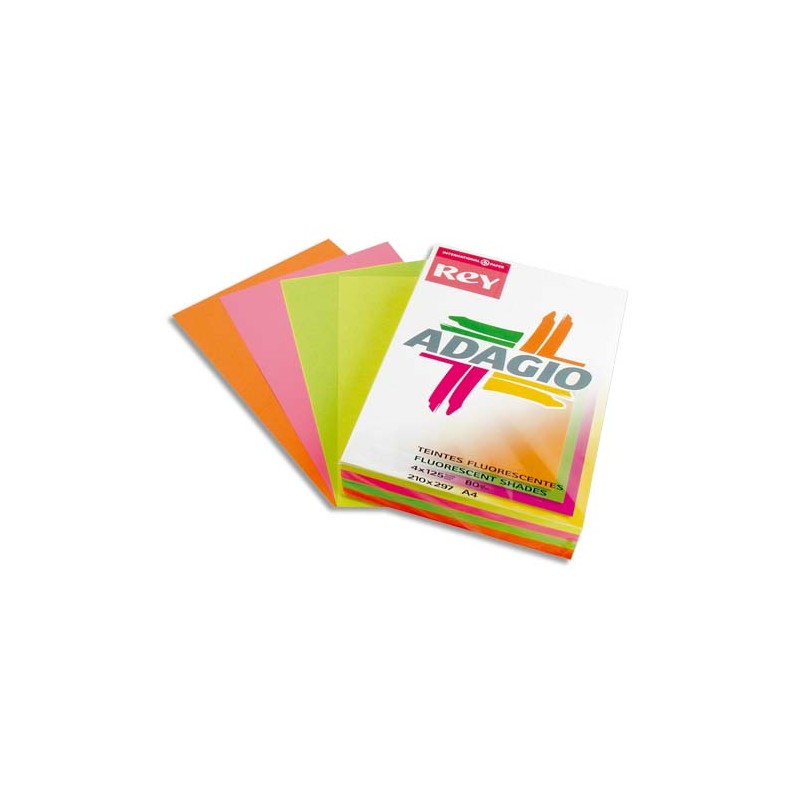 INAPA Ramette 500 feuilles papier couleur flash ADAGIO mandarine fluo A4 80g