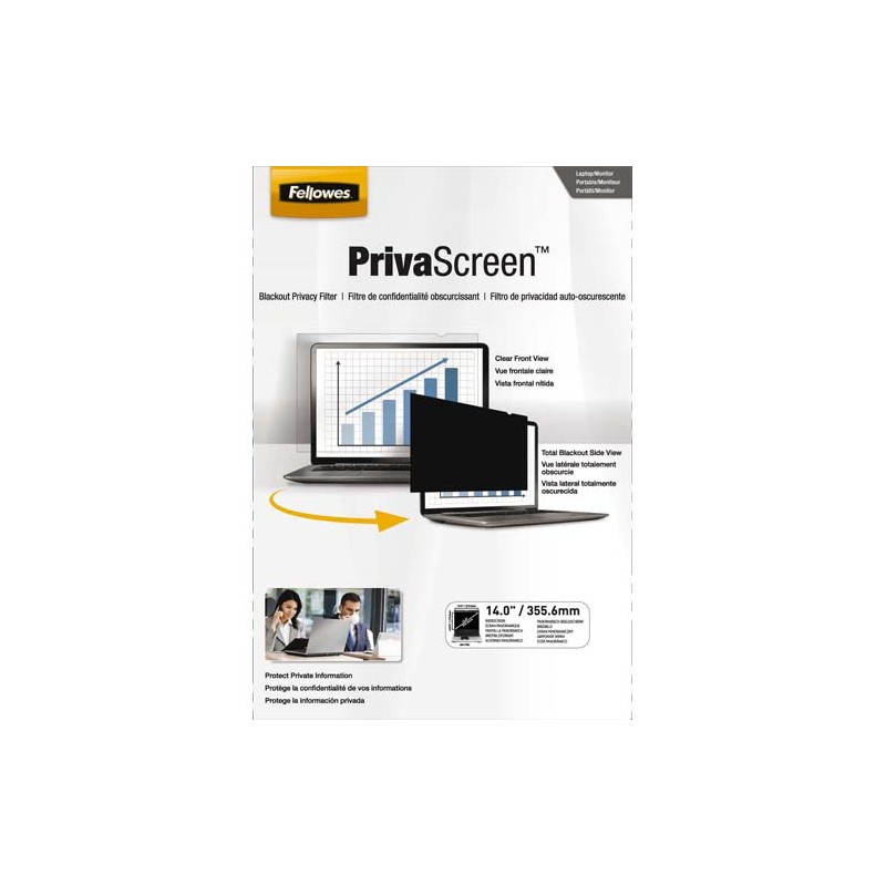 FELLOWES Filtre de confidentialité PrivaScreen 14 (16/9) pour moniteurs et ordi portables 4812001