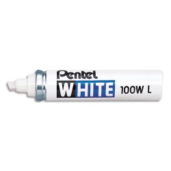 PENTEL Marqueur peinture pointe en fibre biseautée large corps métal coloris Blanc WHITE 100WL