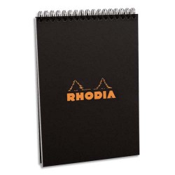 RHODIA Bloc reliure intégrale en-tête couverture Noire n°16 format 14.8x21cm réglure 5x5