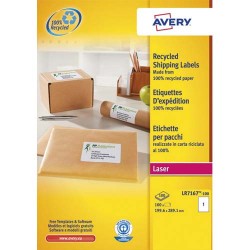 AVERY Boîte de 100 étiquettes adresse Laser recyclées Blanc 199,6 x 289,1 mm LR7167-100
