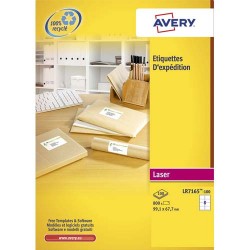 AVERY Boîte de 800 étiquettes adresse Laser recyclées Blanc 99,1 x 67,7 mm LR7165-100