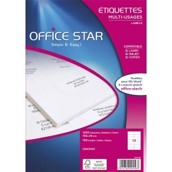OFFICE STAR Boîte de 100 étiquettes multi-usage Blanches 199,6 x 289,1 mm OS43440