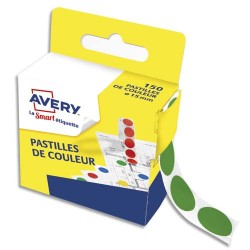 AVERY Boîte distributrice de 150 pastilles adhésives Ø15 mm. Coloris Vert.