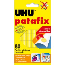 UHU Etui de 6 bandes prédécoupées de 80 pastilles Patafix Jaune