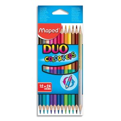 MAPED Pochette 12 crayons de couleurs COLOR'PEPS DUO. 1 crayon = 2 couleurs. Coloris assortis