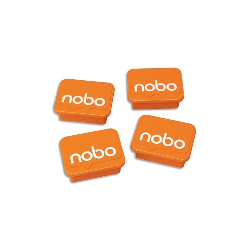 NOBO Paquet de 4 aimants pour tableaux Blancs ou verre magnétique. Orange