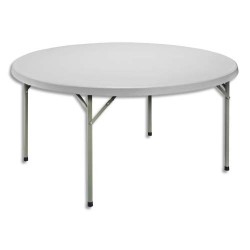 SODEMATUB Table ronde pliante Gris clair granité en polyethylène - Diamètre 152 cm, hauteur 74 cm