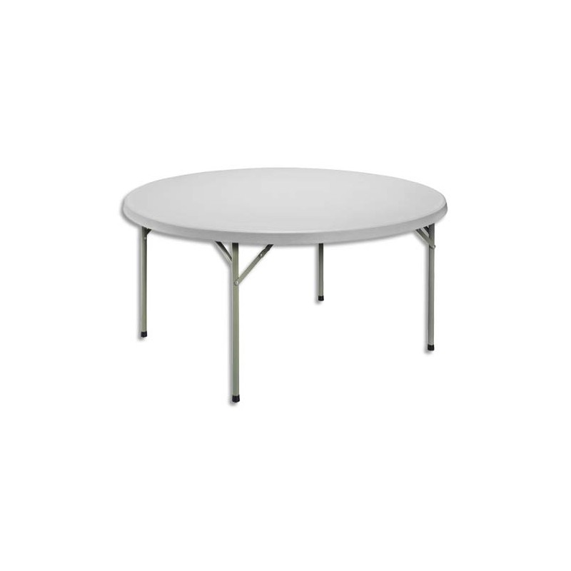 SODEMATUB Table ronde pliante Gris clair granité en polyethylène - Diamètre 152 cm, hauteur 74 cm