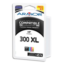 ARMOR Pack de 4 cartouches compatibles Jet d'encre Noir + 3 Couleurs HP 300XL B10183R1
